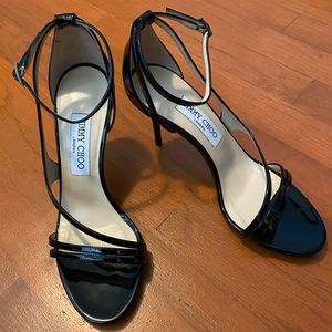 Jimmy Choo Heeled Sandals in Black Patent